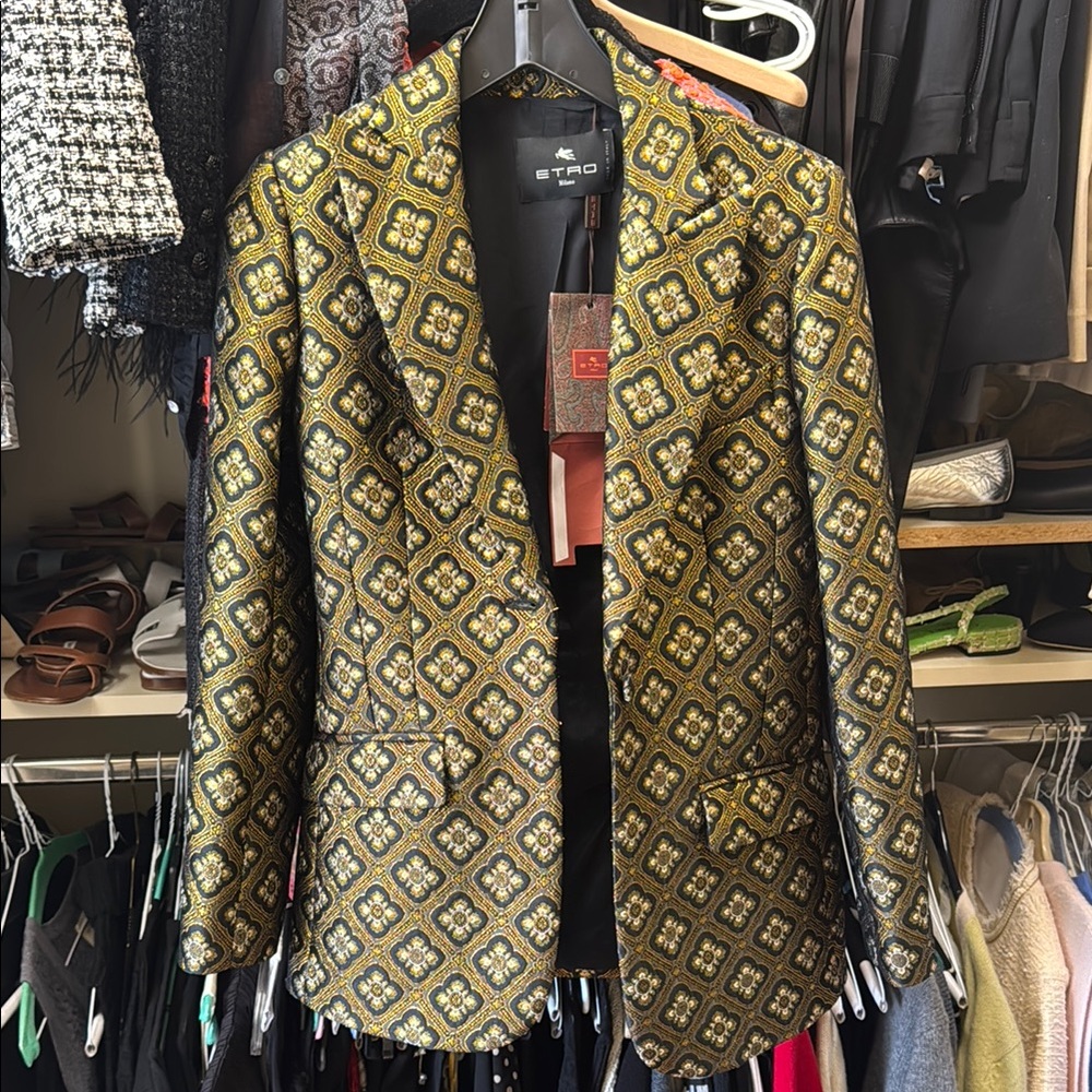 Etro Milano jacquard black and gold jacket
